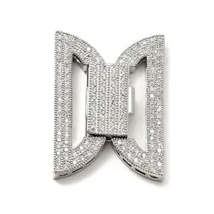 Brass Micro Pave Clear Cubic Zirconia Fold Over Clasps
