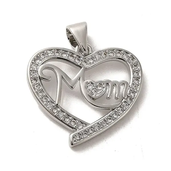 Mother's Day Brass Micro Pave Cubic Zirconia Pendants