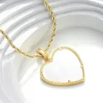 Brass White Enamel Heart Pendant Necklaces for Women
