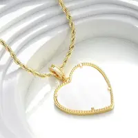 Brass White Enamel Heart Pendant Necklaces for Women