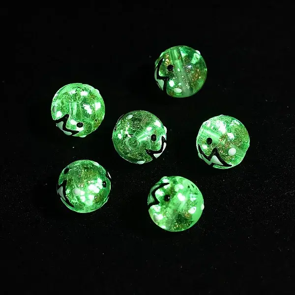 Luminous Handmade Enamel Gold Sand Glass Beads Strands