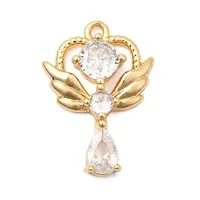 Brass Micro Pave Clear Cubic Zirconia Pendants