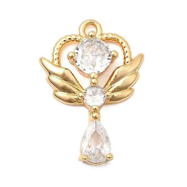 Brass Micro Pave Clear Cubic Zirconia Pendants