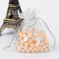 Heart Printed Organza Bags