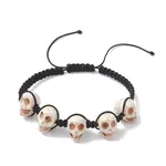 Halloween Synthetic Turquoise Skull Braided Bead Anklets for Women Men