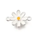925 Sterling Silver White Enamel Daisy Flower Connector Charms