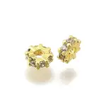 Brass Micro Pave Clear Cubic Zirconia Beads