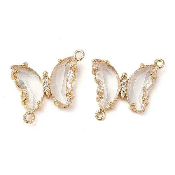 Brass Pave Faceted Glass Connector Charms
