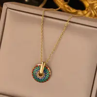 Colorful Enamel Flower Pendant Necklace