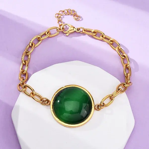 304 Stainless Steel Flat Round Link Bracelets