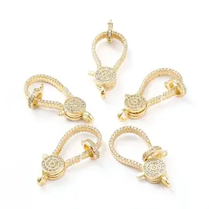 Brass Micro Pave Clear Cubic Zirconia Lobster Claw Clasp