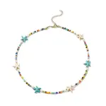 Colorful Synthetic Turquoise Starfish & Shell Pearl & Glass Seed Beaded Necklace for Women