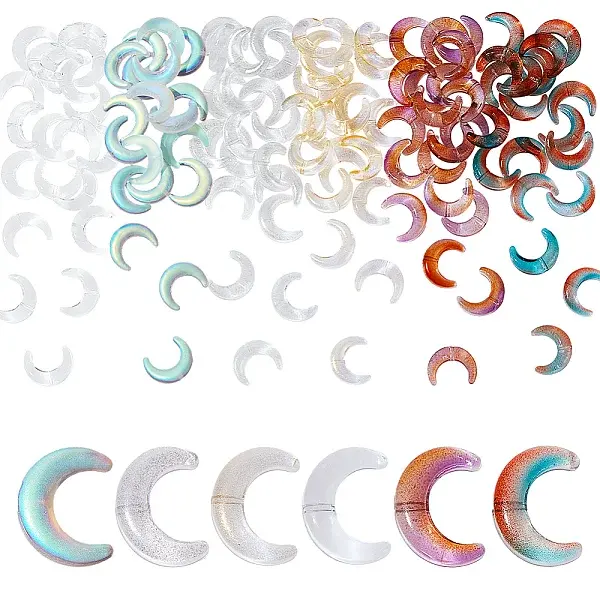 120Pcs 6 Colors Transparent Glass Beads