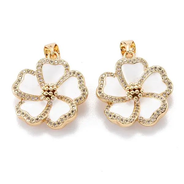 Real 18K Gold Plated Brass Micro Pave Clear Cubic Zirconia Beads Pendant