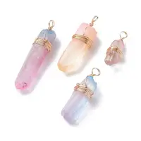 Electroplate Natural Quartz Crystal Pendants