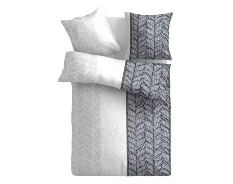 Obliečky Nobles 140x220 cm, bavlnený satén, biela/sivá/modrá%