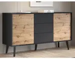 Široká komoda so zásuvkami Willow, čierna/dub artisan%