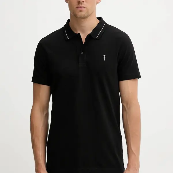 Bavlněné polo tričko Trussardi pánské, černá barva, G5018000026N