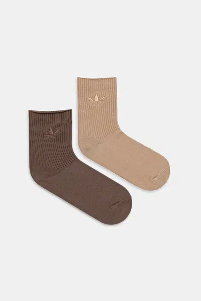 Ponožky adidas Originals Trefoil 2-pack hnědá barva, JW8002
