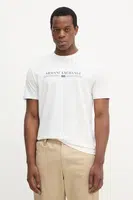 Bavlněné tričko Armani Exchange pánské, bílá barva, s potiskem, XM001074 AF10356