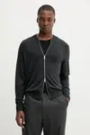 Vlněný kardigan BARENA VENEZIA Knitwear Dugo pánský, šedá barva, KNU5291.504
