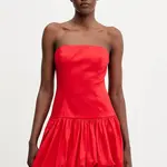 Šaty Bardot červená barva, mini, 59981DB