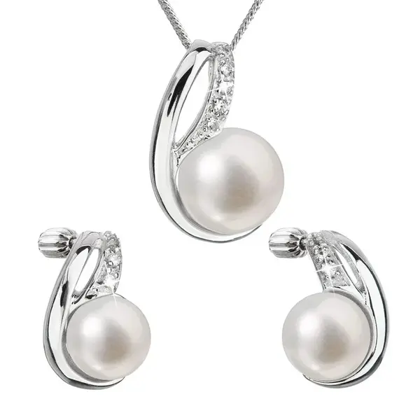 Evolution Group - Pavona Souprava stříbrných šperků s pravými perlami Pavona 29042.1 (náušnice, řetízek, přívěsek)