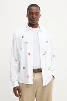 Bavlněná košile Desigual SAOPAOLO pánská, bílá barva, relaxed, s klasickým límcem, 25WMCW11