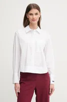 Bavlněná košile Dkny dámská, bílá barva, relaxed, s klasickým límcem, DJ5W2108