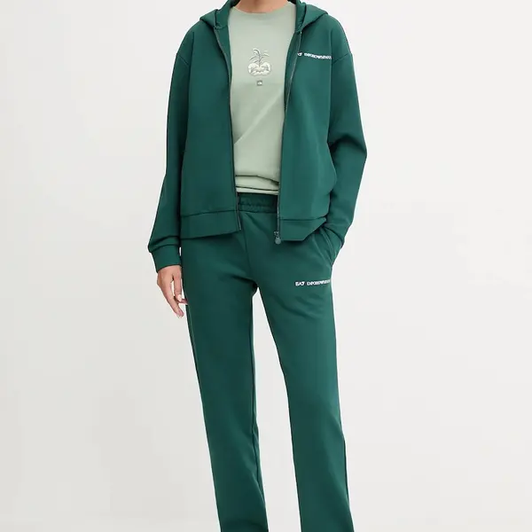 Tepláková souprava EA7 Emporio Armani dámská, zelená barva, AF10443.7W000802