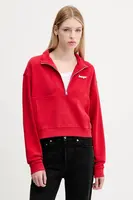Bavlněná mikina Hugo Blue dámská, červená barva, hladká, 50542972