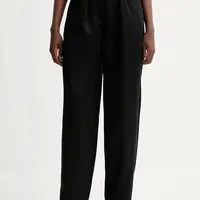 Kalhoty IRO dámské, černá barva, široké, high waist, WP23DANNY