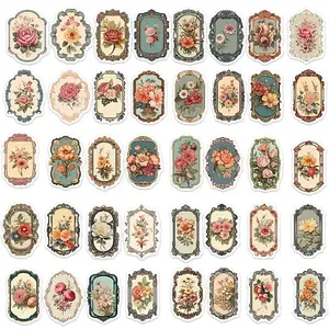 Retro PVC Self-Adhesive Floral Stickers