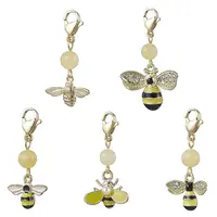 5Pcs Bee Alloy Enamel Pendant Decorations