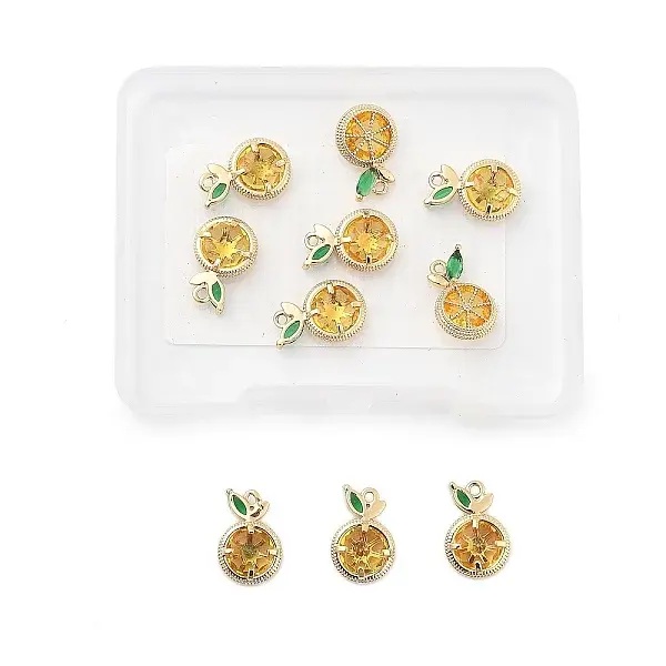 10Pcs Brass Micro Pave Cubic Zirconia Pendants