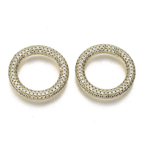 Brass Micro Pave Cubic Zirconia Linking Rings