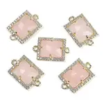 Natural Rose Quartz Faceted Rectangle Links