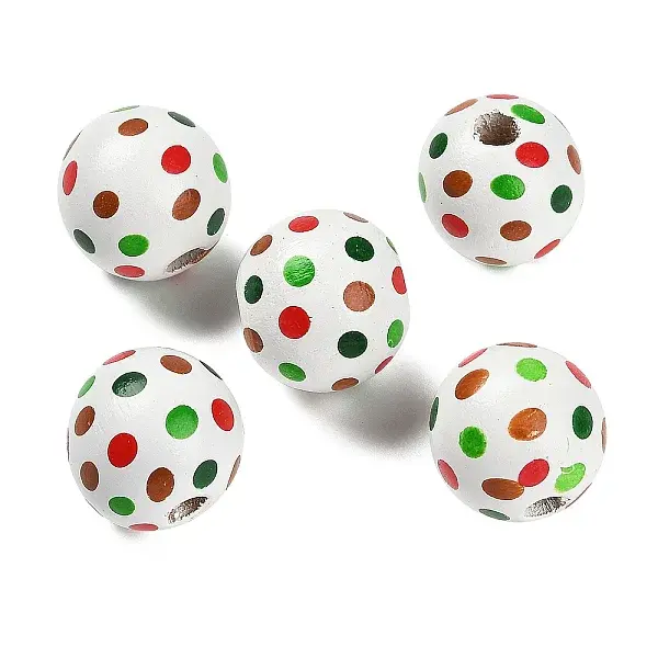 Christmas Printed Schima Wood European Beads