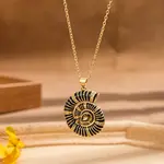 Ocean Beach Shell Brass Enamel Pendant Necklace