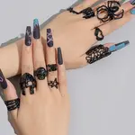 10Pcs Halloween Adjustable Alloy Finger Cuff Rings Sets