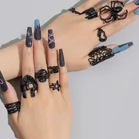 10Pcs Halloween Adjustable Alloy Finger Cuff Rings Sets
