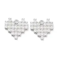 Brass Micro Pave Clear Cubic Zirconia Charms