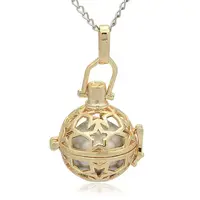 Golden Tone Brass Hollow Round Cage Pendants