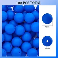 100Pcs Silicone Beads Round Rubber Bead 15MM Loose Spacer Beads for DIY Supplies Jewelry Keychain Making