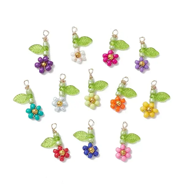12Pcs Seed Beads Beaded Charms