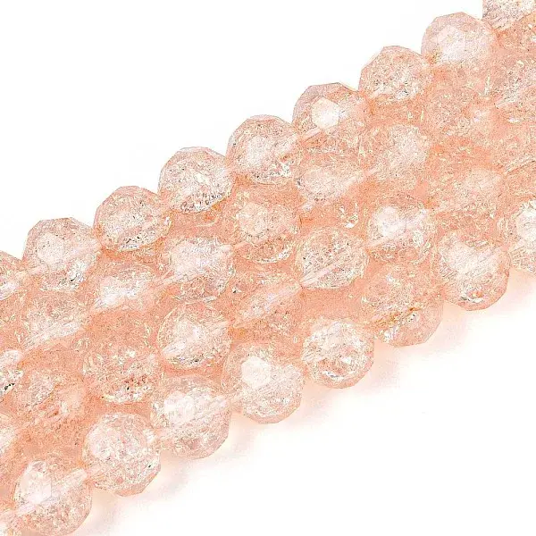Transparent Crackle Glass Beads Strands