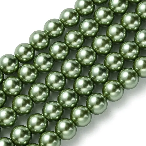 Eco-Friendly  Dyed Glass Pearl Round Bead Strands