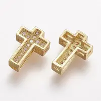Brass Micro Pave Cubic Zirconia Beads