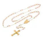 Ion Plating(IP) Crucifix Cross 304 Stainless Steel Rosary Bead Necklaces