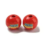 Printed Wood European Beads